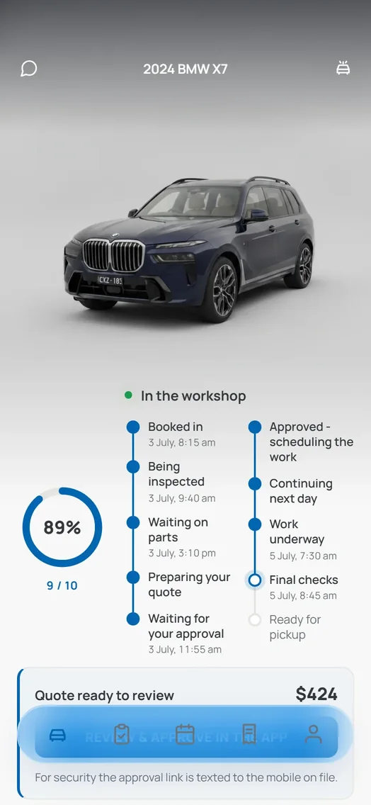 My BM Garage: the car’s progress through the workshop.