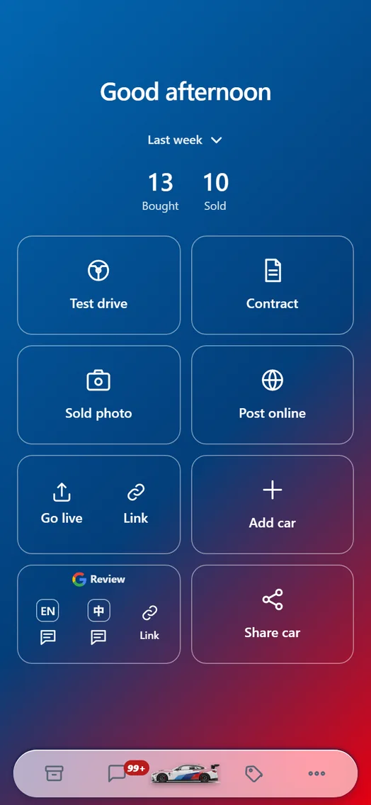 MM Carz Pro home screen.
